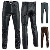 Radmasters Herren Lederhose lederjeans bikerjeans Jeans Hose Echtleder, Schwarz, 52/L