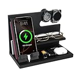 Geschenke für Männer Holz Telefon Dockingstation Männer Schreibtisch Organizer Holz, Handy & Schlüssel Organizer - Weihnachten Geschenk Mann Geburtstag,Handyständer | Nachttisch | Handy Zubehör
