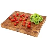 B4K® 43х33x4,3cm Hackblock aus Eiche Stirnholz | Hirnholzbrett mit Griffen und Silikonfüßen | Antibakterielles Hirnholzbrett | Stirnholzbrett | Küchenbrett | Schneidebrett | Holzschneidbrett