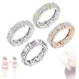 Wryhaul Moissanit Ringe für Frauen, Magnetologie Moissanit Diamant Ring, Magnetische Zirkon Shaping Cross Strasssteine Magnetische Ringe für Gewichtsverlust, Lymphvity Ring (4 STÜCKE,US-8)