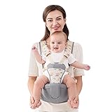 SONARIN Atmungsaktive Einfache Babytrage Hüftsitz,Multifunktionale Babytragetasche Baby Hüftsitz Kindertrage Ergonomische Baby Tragesystem Bauchtrage Rückentrage für 0-36 Monate(Grau)