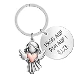 Cadimus Schutzengel Schlüsselanhänger,Engel Schlüsselanhänger mit Herz,Personalisierte Geschenke Frauen,Liebesgeschenke Für Partner Papa Mama Beste Freundin,Geschenke für Geburtstag Weihnachten