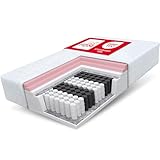 FDM Memory Matratze 90x200 Taschenfederkern 7-Liegezonen 24 cm Höhe H2 H3 Visco-Schaumstoff Allergikergeeignet Bezug Waschbar Abnehmbar Weiß