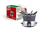 MAGNANI 1,75 l Fondue Set für 8 Personen, Elektrischer Fondue Topf mit Temperaturregulierung, Käsefondue Set mit 8 Gabeln, 800W Schokofondue Set aus Edelstahl