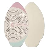 WONITAGO Skimboard mit EVA-Griffpolster und Hochglanz-Klarbeschichtung, langlebige Skimboards aus Holz für Kinder und Erwachsene, 88,9 cm, Rosa und Blaugrün
