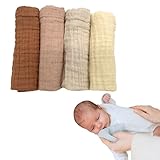 Spucktücher Baby Waschlappen 25x25cm (super-Soft Musselin Bio-Baumwolle) Mulltücher Baby, Oeko-TEX 100 Waschlappen Neugeborene (60 Grad waschbar) Babywaschlappen Set wash Cloth