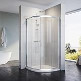 SONNI Runddusche 80x80cm Duschkabine Viertelkreis Duschabtrennung Nano Glas Schiebetür Dusche Duschwand mit Oval Duschtasse 550 mm Radius, Extra Flach, SMC, Inklusive Ablaufgarnitur