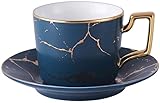 GOOPEEG Mokkatassen, Kaffeetasse, Teetasse, Kaffeetasse mit Untertassen-Set, verwendet in Cafés und Nachmittagstee-Tassen, 200 ml/6,76 Unzen Espresso Cup(E)