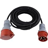 REV CEE Verlängerung – Verlängerungskabel außen IP44 – Starkstromkabel 10m, 11000W, 400V – schwarz