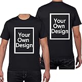 ALRRGPB Individuelle T-Shirts für Männer/Frauen entwerfen Sie Ihr eigenes Shirt fügen Sie Text/Bild/Logo hinzu, personalisiertes Baumwoll-T-Shirt auf, Foto vorne/hinten, Kurzarm, L