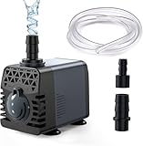 Ankway Springbrunnenpumpe 10W 600L/H vor überhitzung Funktion ltra Leise Aquarium pumpe Mit 1,8m Kabel & 2 Düsen, Mini Wasserpumpen für Aquarien, Teich, Brunnen, Statuen, Hydrokultur-Systeme