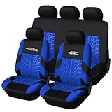 AUTOYOUTH Autositzbezüge Universal Fit Komplettset Autositzschoner Reifenschienen Autositzzubehör, Blau