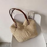 AAIXXIZAO Strohtaschen Strandtasche Stroh Woven Umhängetasche Rattan Strand Große Kapazität Einkaufstaschen Handgemachte Urlaub Reise Henkeltasche Shopping Handtasche Beige