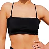 MYLILY Bikini Oberteil Bandeau | Bandeau Top Damen | Abnehmbare Träger und Trägerlos | Bandeau Bikini | Bikini Oberteil Schwarz (M)
