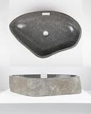 70 cm oval Naturstein Waschbecken grau von WOHNFREUDEN - Stein Aufsatzwaschbecken Naturstein Waschbecken Badezimmer Waschbecken Bad Handwaschbecken