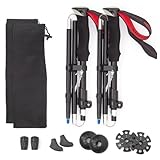 Wanderstöcke,Wanderstöcke Faltbar,2PCS Trekkingstöcke Walking Stöcke,Aluminium Wanderstock verstellbar 110-130cm und Klemmverschluss mit 4 Paar Gummipuffers für Trekking