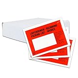 versando 250 Lieferscheintaschen C6 selbstklebend Dokumententaschen Begleitpapiertaschen rot/schwarz bedruckt Lieferschein/Rechnung in Spenderbox