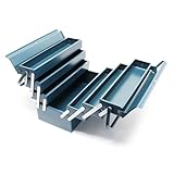 Wiltec Werkzeugkiste 530x200x250mm aus Stahl mit 7 Fächern, beständiger Werkzeugkasten mit Handgriff, Werkzeugbox