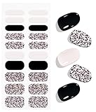 JMEOWIO Nagelfolie Leopardenmuster Schwarz Gel Nail Nagelfolien Selbstklebend Nail Sticker Uv Härtend Dekoration Nageldesign Zubehör