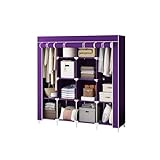 HVDBEYASA Kleiderschrank Stoffkleiderschrank Faltschrank mit Kleiderstange Textil Kleiderschrank Tragbarer Schrank Aufbewahrungsschrank Wardrobe Closet Faltbrett for Kleidung(Purple)