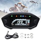 Geloo 12000 U/min Motorrad Tachometer Universal LCD Digital Hintergrundbeleuchtung Motorrad Wasserdicht Tachometer Kilometerzähler Gauge 199km/h für 1,2,4 Zylinder
