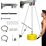 Kabelzug Seilzug Fitness Latzug Wandmontage: Kabelmaschine Latzugmaschine Trizeps Trainingsgerät Wand für Zuhause Home Gym LAT Pulldown Wall Mount Pulley System Grau