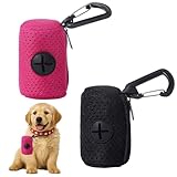 2 Stück Kotbeutelspender, Hundekotbeutelspender, Hundekotbeutelhalter in Schwarz und Rot, Leicht und Kompakt für Spaziergänge, Wanderungen und Tägliches Gassigehen
