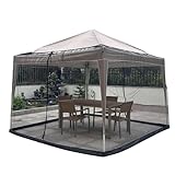 Pavillon für den Außenbereich, 300 x 300 cm, mit eleganten Netzvorhängen und sicherer gewichteter Wasserleitung für Stabilität, stilvolles schwarzes Überdachungszelt für Garten, Terrasse, Party und