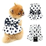 PAIDEFUL Hundegeschirrkleid, Retro-Schleife, Prinzessinnenkleider für kleine Hunde, Katzen, modisch, gepunktet, Welpenfaltenrock, weich, leicht, Hundesommerkleid, Knopfleiste, Chihuahua-Kleidung,