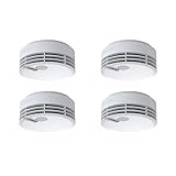 Hekatron 31-5000001-13-01 Rauchmelder Genius H mit integrierter Batterie (10 Jahre Lebensdauer) – LED des Rauchmelders nachts gedimmt – Rauchwarnmelder in Weiß – 4er Set