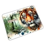 Tiger Vesperbrettchen mit Name/Namen/Frühstücksbrettchen Brotzeitbrettchen Schneidebrettchen mit Motiv und Personalisierung/Kinder/Vesperbrett Brotzeitbrett Frühstücksbrett Schneidebrett