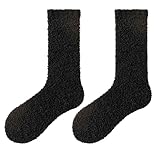 Warme, einfarbige, mittellange Socken für Damen im Herbst und Winter WVt322 (Black, One Size)