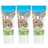 brush-baby Apfelminz-Zahnpasta für Babys und Kleinkinder | Stufe 2 – Erste Zähne | 0–36 Monate (Packung mit 3 x 50-ml-Röhrchen)