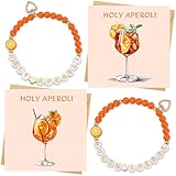 YYSWSAKY Aperol Geschenke Frau 2 Stück Aperol Armband und 2 Stück Aperol Geburtstagskarte mit Umschlag Aufkleber Aperol Deko für Freundin Kollegen Familien