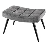 Riess Ambiente Moderner Hocker Scandinavia - grau - Strukturstoff Polsterhocker Fußhocker Sitzhocker mit Metallbeinen