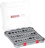 Bosch 30x PRO Fräser-Set gemischt, 30-tlg. (für Weichholz, Hartholz, Ø 4-32 mm, Professional Zubehör Handfräse, Kantenfräse)