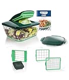 Genius Nicer Dicer Chef 9-teilig + Tomaten-Gemüse-Schneider - für die tägliche bewusste und gesunde Ernährung Allesschneider Obstschneider Zwiebelschneider Zerkleinerer Krauthobel, Grün