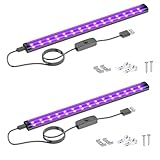 Onforu 10W Schwarzlicht Röhre, USB 28 cm Schwarzlichtlampe, 385-400 nm UV Licht, Schwarzlicht LED UV Bar für Disco, Club, Glow Party, Party Zubehör, Halloween Deko, 2er