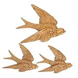 Ipetboom Vintage Schwalben Wanddekoration aus Resin mit Großer und Zwei Kleinen Fliegenden Vogel Skulpturen Langlebige Wandkunst für Wohnzimmer Schlafzimmer Einfache Montage