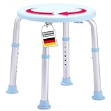 Floordirekt Duschhocker Pedro - 360° drehbarer Duschstuhl belastbar bis 150kg, höhenverstellbar mit rutschfesten Gummifüßen für sicheren Halt - Badhocker, Duschhilfe, Duschsitz