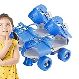 Verstellbare Rollschuhe – Rollschuhe für Kinder, hohe Haltbarkeit, Vierfach-Rollschuhe für Skaten | Doppelreihe 4 Räder, kein Ausziehen der Schuhe, Freizeit