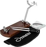 Jamonprive Schinkenhalter zusammenklappbar nussbaumfarben mit Anti-Rutsch-Füßen + Messer + Wetzstahl + Schinkenabdeckung + Küchentuch + Pinzette Ideal für Serrano, Iberico und Prosciutto