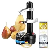 GOODS+GADGETS Elektrischer Kartoffelschäler Apfelschäler Automatischer Gemüseschäler Obstschäler Elektro Schäler für Obst & Gemüse, Kunststoff