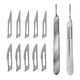 Skalpellklingen, Skalpell Fusspflege, 22 Stück Sterile Skalpellmesser mit Skalpell-Griff, Einweg Skalpell Klinge für Schneiden, Pediküre, Handwerk, Modellierung, Schneidmaterialien und Leder