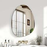 Sqinor Spiegel Asymmetrisch 45x60cm Rahmenlos HD Glas Wandspiegel, Modern Badspiegel Badezimmerspiegel ohne Rahmen, Deko Asymmetrischer Spiegel für Bad Badezimmer Wohnzimmer Flur Schlafzimmer Wand