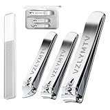 VZLYMTV Nagelknipser, 4-teiliges Reise-Edelstahl-Finger-Nagelknipser-Set, scharf, mühelos, Fingernagel- und Fußnagelknipser für Männer und Frauen (Silber)