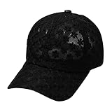 Générique Baskenmütze für Herren, blau, Sonnenschutz und Sonnencreme, koreanische Version, Kappe aus Spitze, lässig, Baseballkappe mit hohlen Blumen, Ledermützen, Schwarz, Medium