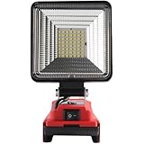 Akku Lampe für Milwaukee 18-21V, 50W 4000LM Kabellose LED Arbeitsleuchte mit USB- und Typ-C-Ladeanschlüssen, Tragbares Flutlichter Baustellen Lampe für Baustelle und Camping (Rot)