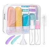 Mezzar Reiseflaschen Zum Befüllen, Set of Silikon Reiseflaschen de 100ml, Reise Behälter für Shampoo, Lotion, Haarspülung, Duschgel, mit Etiketten，Auslaufsichere Travel Bottles