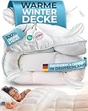 Glückstoff® Winterdecke aus Federn und Daunen 220x240cm [Zertifiziert in Deutschland] - Dicke Bettdecke Winter Waschbar - Warme Daunendecke Allergiker - Schlafdecke Zudecke - Decke Extra Warm - Duvet